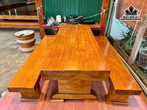 Bộ K3 Gỗ Cẩm Hồng Kích Thước Bàn 81x16x203 - 2 Băng Ngồi 35x10 (cm) HĐL