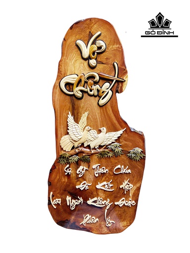 Bức Tranh Chữ  Vợ Chồng Gỗ Cà Te Cao 79 Ngang 34 Dày 1,5(cm)