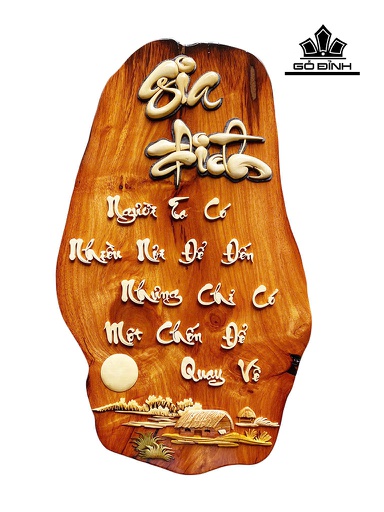 Bức Tranh Chữ Gia Đình Gỗ Cà Te Cao 76 Ngang 43 Dày 1,5 (cm)