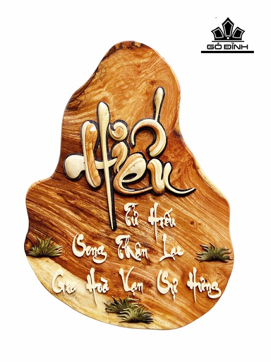 Bức Tranh Chữ Hiếu Gỗ Cà Te Cao 49 Ngang 36 Dày 1,5 (cm)