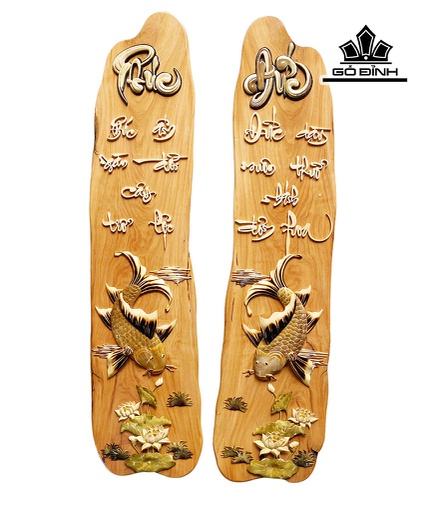 Cặp Tranh Phúc Đức Gỗ Trai Cao 132 Ngang 32 Dày 2 (cm)