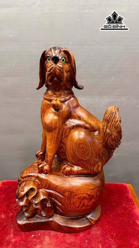Tượng Chó Gỗ Cẩm Cao 36 Ngang 23 Sâu 15 (cm)