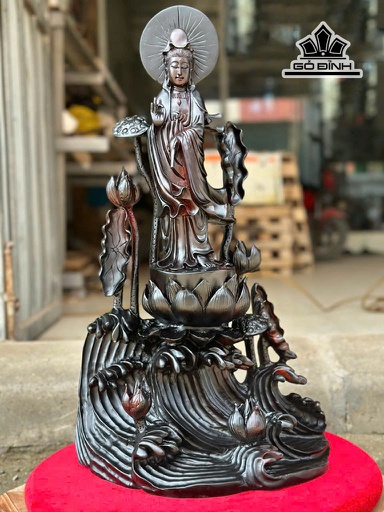 Tượng Phật Quan Thế Âm Bồ Tát Gỗ Trắc Cao 60 Ngang 35 Sâu 22 (cm)