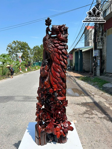 Tượng Phu Thê Viên Mãn Gỗ Cẩm Cao 102 Ngang 32 Sâu 20 (cm)