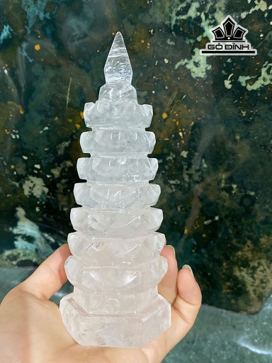 Bảo Tháp Tinh Thể Đá Thạch Anh Cao 16 Rộng 6 (cm)