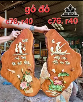 Cặp Tranh Cha Mẹ Gỗ Gõ Đỏ Cao 76 Rộng 40 (cm)