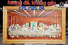 Tranh Bữa Tiệc Ly Gỗ Hương Đá Khung Gáo Cao 75 Rộng 125 Dày 4 (cm)