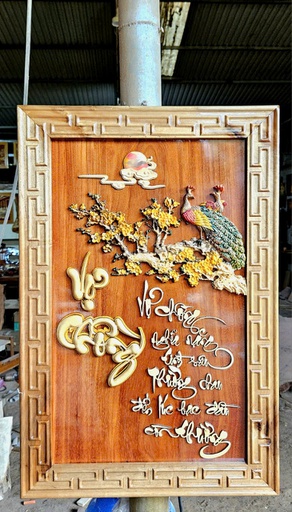 Tranh Chữ Vợ Chồng Gỗ Căm Xe Cao 80 Rộng 53 Dày 4 (cm)