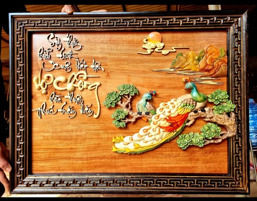 Tranh Chữ Vợ Chồng Gỗ Hương Đá Cao 57 Rộng 73 (cm)