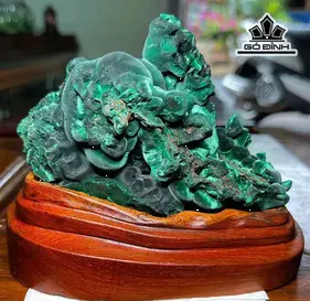 Tác Phẩm Đá Malachite Cao 14,5 Ngang 16 (cm) Nặng 1,12kg