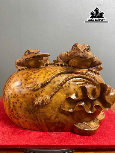 Tượng Cóc Ngậm Tiền Gỗ Nu Ngọc Am Cao 32 Ngang 22 Sâu 20 (cm)