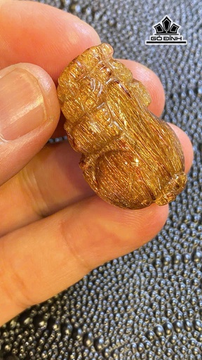 Cụ Tỳ Hưu Đá Thạch Anh Tóc Nâu Cao 34,5 Ngang 20 Sâu 15,8 (mm) 17,8gr