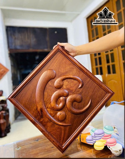 Tranh Chữ Lộc Gỗ Hương Vuông 45 Dày 3 (cm) Đo Chéo Ngang 63
