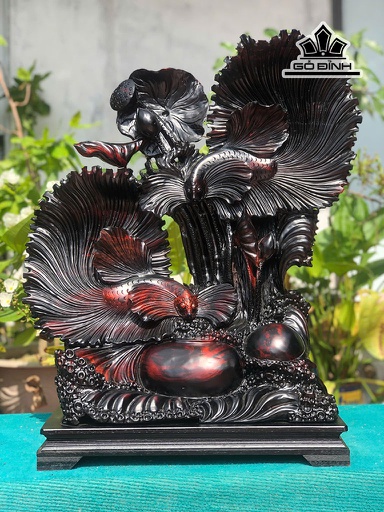 Tượng Cá Xiêm Gỗ Trắc Cao 65 Ngang 52 Sâu 20 (cm)