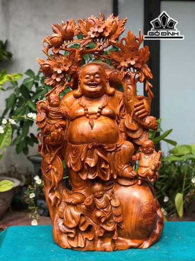 Tượng Phật Di Lặc Tam Phúc Gỗ Hương Cao 88 Ngang 50 Sâu 24 (cm)