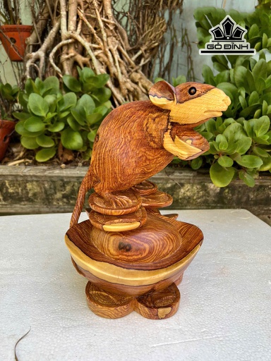 Tượng Chuột Phong Thủy Gỗ Cẩm Cao 26 Ngang 17 Sâu 17 (cm)