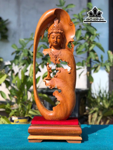 Tượng Nhất Tâm Bái Phật Gỗ Ngọc Am Cao Cả Kỷ 60 Kỷ Cao 10 Ngang 20 Sâu 8 (cm)