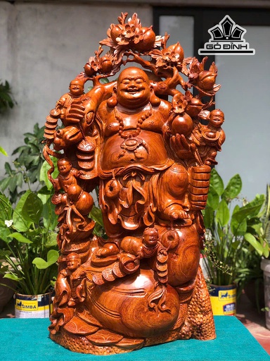 Tượng Phật Di Lặc Ngũ Phúc Gỗ Hương Cao 105 Ngang 55 Sâu 30 (cm)