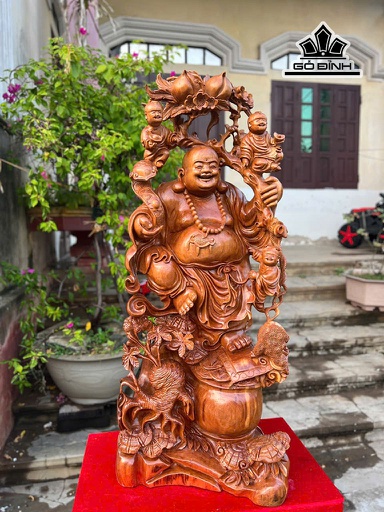 Tượng Phật Di Lặc Tam Phúc Gỗ Ngọc Am Cao 100 Ngang 42 Sâu 28 (cm)