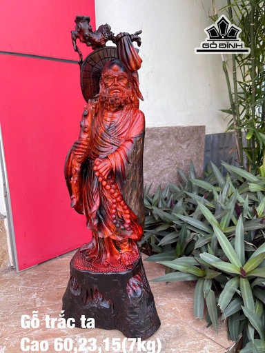 Tượng Đạt Ma Sư Tổ Gỗ Trắc Cao 60 Ngang 23 Sâu 15 (cm) 7kg