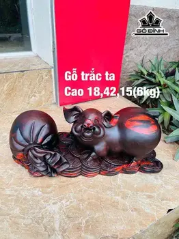 Tượng Heo Gỗ Trắc Cao 18 Ngang 42 Sâu 15 (cm)