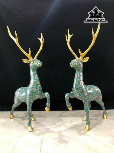 Cặp Hươu Phong Thủy Đồng Pháp Lam Nặng 20kg