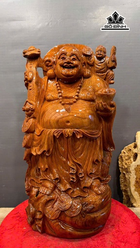 Tượng Phật Di Lặc Gỗ Huyết Long Cao 70 Ngang 40 Sâu 30 (cm) 37kg