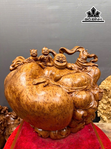 Tượng Phật Di Lặc Nhị Phúc Gỗ Nu Ngọc Am Cao 41 Ngang 50 Sâu 30 (cm) 15kg
