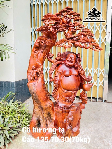 Tượng Phật Di Lặc Gỗ Hương Cao 135 Ngang 70 Sâu 30 (cm) 70kg