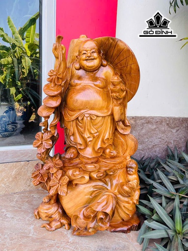 Tượng Phật Di Lặc Nhất Phúc Gỗ Ngọc Am Cao 75 Ngang 42 Sâu 23 (cm) 24kg