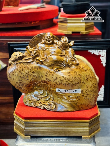 Tượng Phật Di Lặc Gỗ Nu Ngọc Am Riêng Tượng Cao 31 Ngang 39 Sâu 18 (cm)