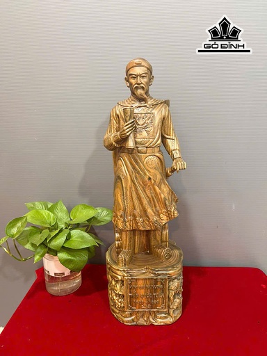 Tượng Trần Quốc Tuấn Gỗ Trắc Xanh Cao 60 Ngang 18 Sâu 15 (cm)