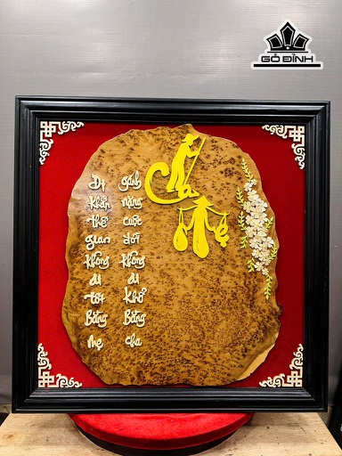 Tranh Chữ Cha Mẹ Gỗ Nu Ngọc Am Cao 59 Ngang 50 Sâu 1 (cm)