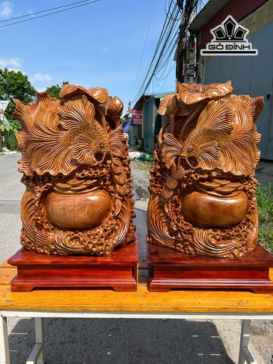 Cặp Cá Xiêm Gỗ Nu Ngọc Am Cao 60 Ngang 36 Sâu 20 (cm)