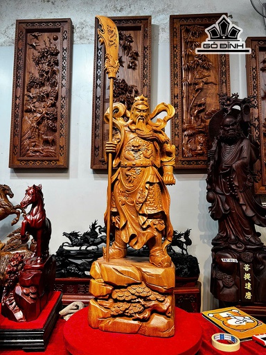 Tượng Quan Công Gỗ Ngọc Am Cao 80 Ngang 28 Sâu 20 (cm)