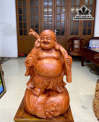 Tượng Phật Di Lặc Gỗ Hương Cao 60 Ngang 33 Sâu 30 (cm)