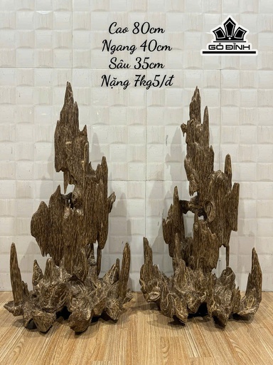 Cặp Núi Cảnh Gỗ Trầm Hương Cao 80 Ngang 40 Sâu 35 (cm) Nặng 7,5kg - 1 Đôi