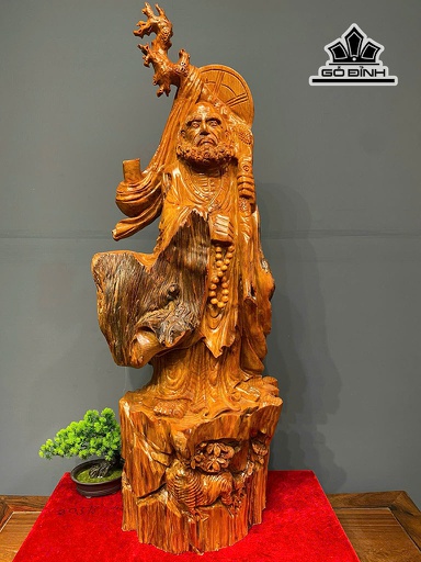 Tượng Đạt Ma Giáo Hóa Gỗ Huyết Long Cao 119 Ngang 45 Sâu 35 (cm)