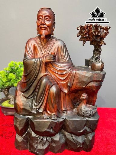 Tượng Thần Trà Gỗ Trắc Cao 39 Ngang 24 Sâu 11 (cm)