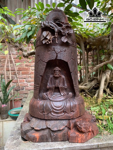 Tượng Đạt Ma Giác Ngộ Gỗ Trắc Cao 44 Ngang 26 Sâu 25 (cm) - 7,5kg