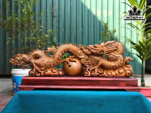 Tượng Nhất Long Gỗ Ngoc Am Cao 38 Ngang 92 Sâu 12 (cm)