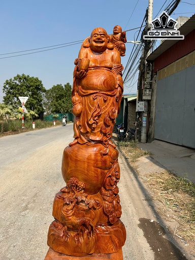 Tượng Phật Di Lặc Nhất Phúc Gỗ Huyết Long Cao 113 Ngang 41 Sâu 24 (cm)