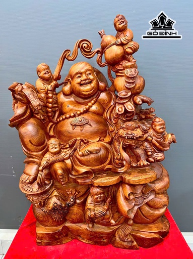 Tượng Phật Di Lặc Ngũ Phúc Gỗ Hương Cao 86 Ngang 58 Sâu 32 (cm)