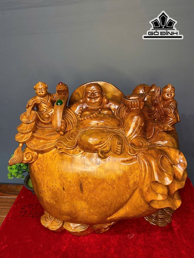 Tượng Phật Di Lặc Gỗ Nu Ngọc Am Cao 50 Ngang 42 Sâu 30 (cm)