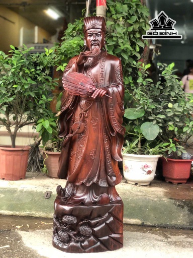Tượng Gia Cát Lượng Gỗ Cẩm Cao 118 Ngang 38 Sâu 32 (cm)