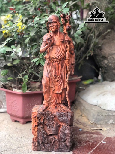 Tượng La Hán Trường My Gỗ Trắc Cao 61 Ngang 19 Sâu 12 (cm)