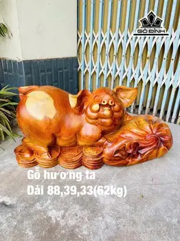 Tượng Heo Gỗ Hương Cao 39 Ngang 88 Sâu 33 (cm) - 62kg