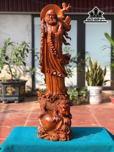 Tượng Đạt Ma Sư Tổ Gỗ Dổi Cao 80 Ngang 50 Sâu 28 (cm)