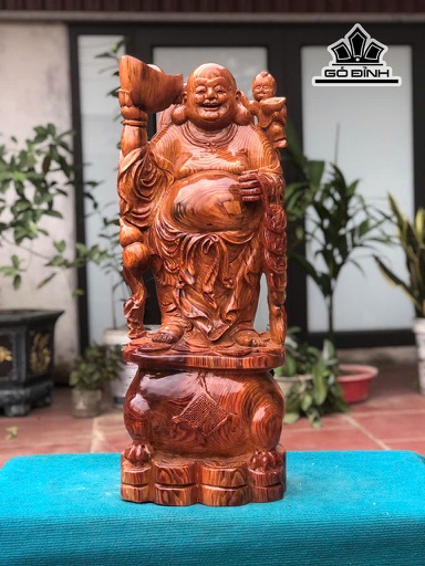 Tượng Phật Di Lặc Nhất Phúc Gỗ Huyết Long Cao 79 Ngang 30 Sâu 21 (cm)