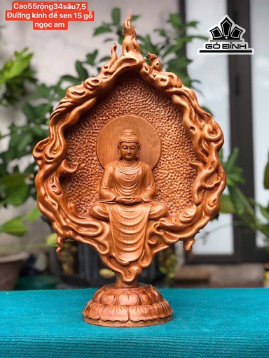 Tượng Phật Thích Ca Ngồi Lá Bồ Đề Gỗ Ngọc Am Cao 55 Ngang 34 Sâu 7,5 (cm)